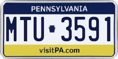 PA license plate MTU3591