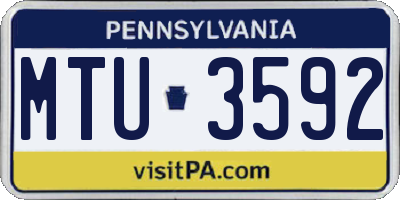 PA license plate MTU3592