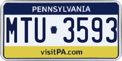 PA license plate MTU3593