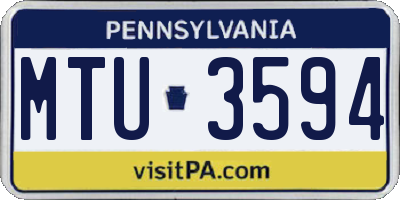 PA license plate MTU3594