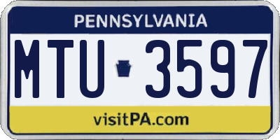PA license plate MTU3597