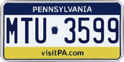 PA license plate MTU3599