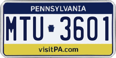 PA license plate MTU3601