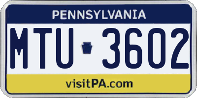 PA license plate MTU3602