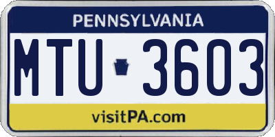 PA license plate MTU3603