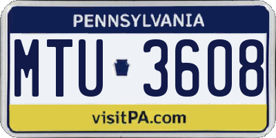 PA license plate MTU3608