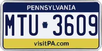PA license plate MTU3609