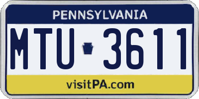 PA license plate MTU3611