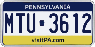 PA license plate MTU3612