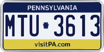 PA license plate MTU3613