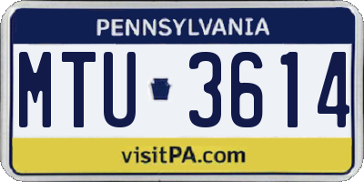 PA license plate MTU3614