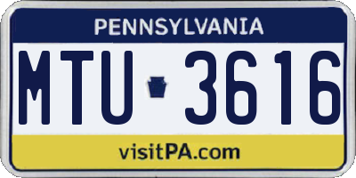 PA license plate MTU3616