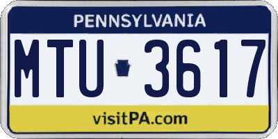 PA license plate MTU3617