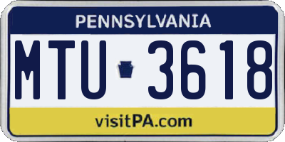 PA license plate MTU3618