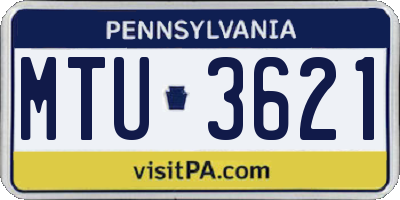 PA license plate MTU3621