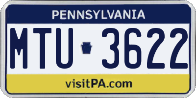 PA license plate MTU3622