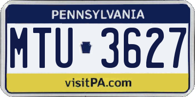 PA license plate MTU3627
