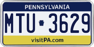 PA license plate MTU3629
