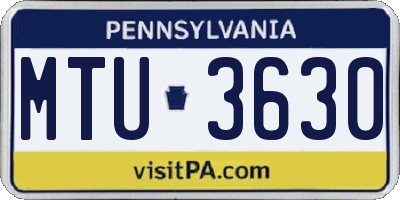 PA license plate MTU3630