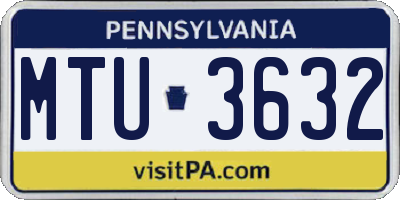 PA license plate MTU3632