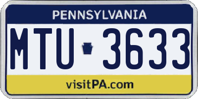 PA license plate MTU3633
