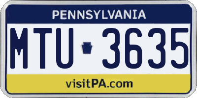 PA license plate MTU3635