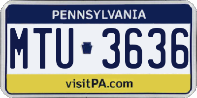 PA license plate MTU3636