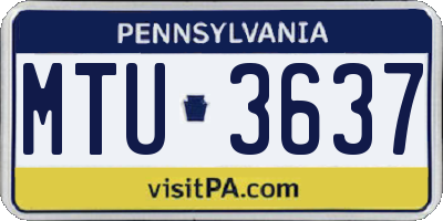 PA license plate MTU3637