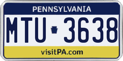 PA license plate MTU3638