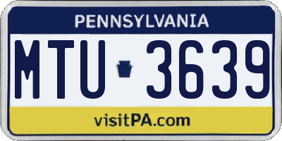 PA license plate MTU3639