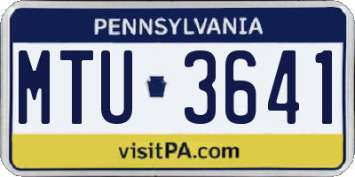 PA license plate MTU3641