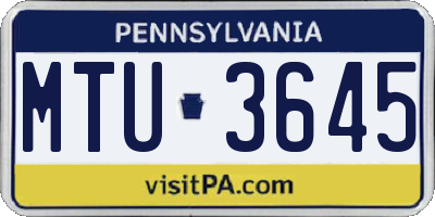 PA license plate MTU3645