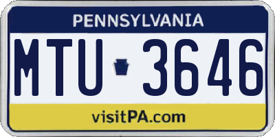 PA license plate MTU3646