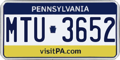 PA license plate MTU3652