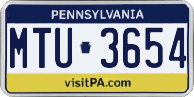 PA license plate MTU3654