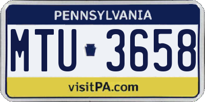 PA license plate MTU3658