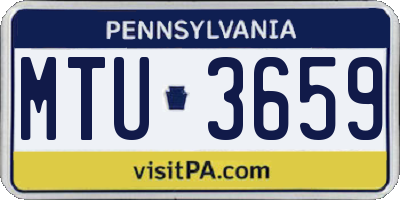 PA license plate MTU3659