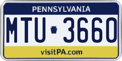 PA license plate MTU3660