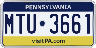 PA license plate MTU3661