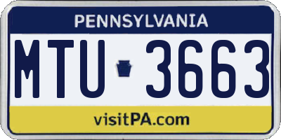 PA license plate MTU3663