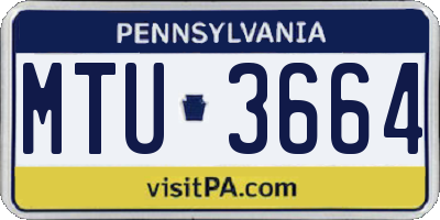 PA license plate MTU3664