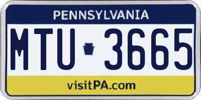 PA license plate MTU3665