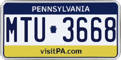 PA license plate MTU3668