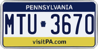 PA license plate MTU3670