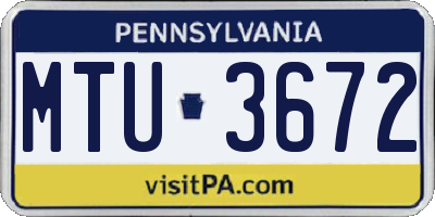 PA license plate MTU3672