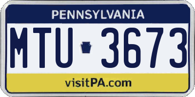 PA license plate MTU3673
