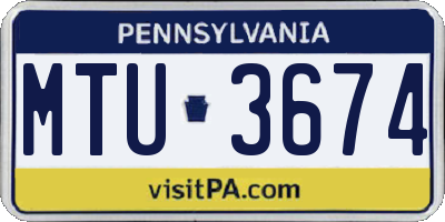 PA license plate MTU3674