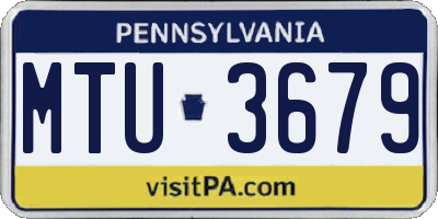 PA license plate MTU3679