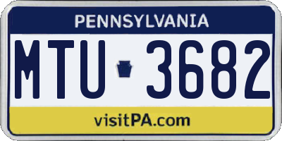PA license plate MTU3682