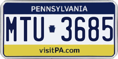 PA license plate MTU3685